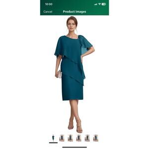 NWT Tiered Chiffon Women's Dress Tea-Length Shawl Wedding Guest Gown